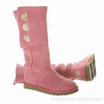Fashionable Knitted Boots for Women, Available in Pink